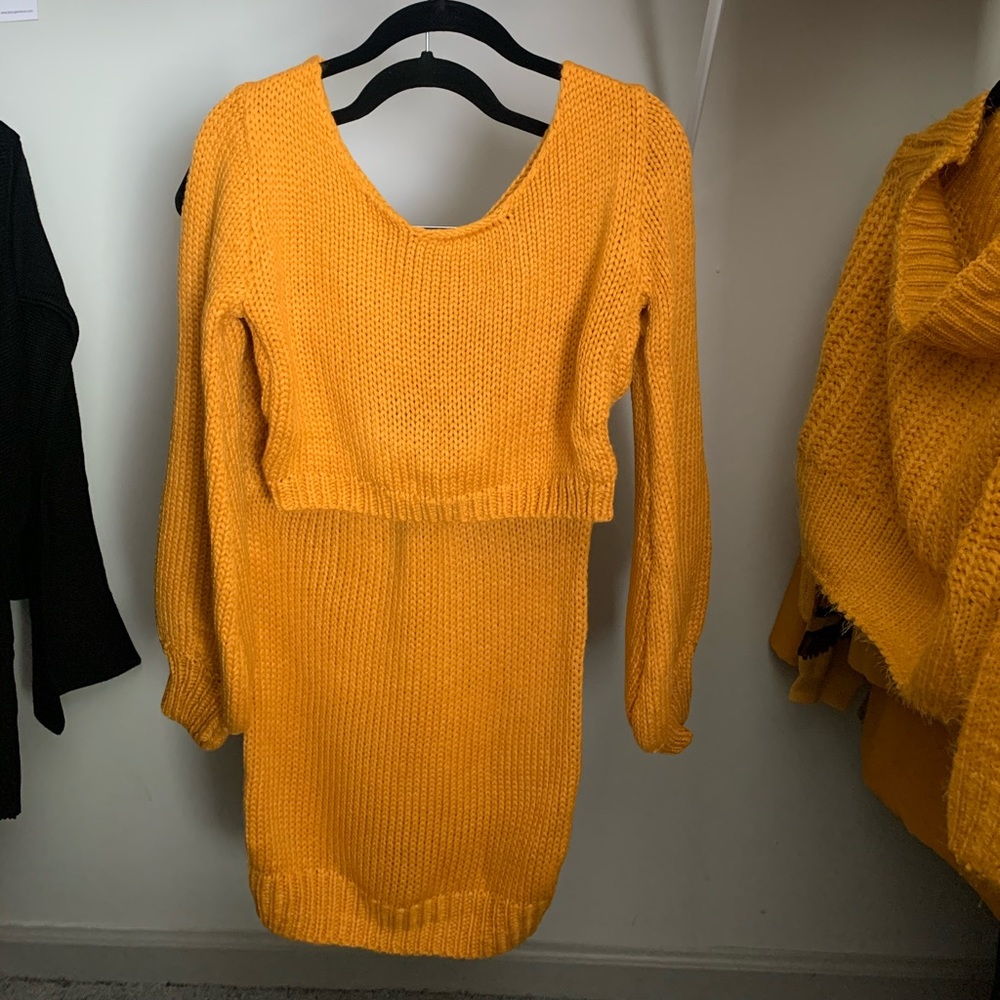Old post* 2-Pc Chunky Knit Sweater MIDI Skirt Set - Picture 4 of 8